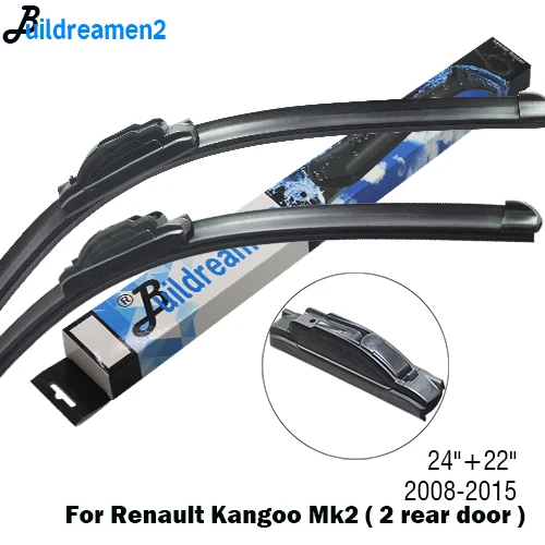 For Renault Kangoo Buildreamen2 2 шт. Щетка стеклоочистителя автомобиля Лобовое стекло резиновый Стиль стеклоочистителя для Renault Kangoo подходящий крючок/байонетные ручки 1997 - Цвет: For Renault Kangoo