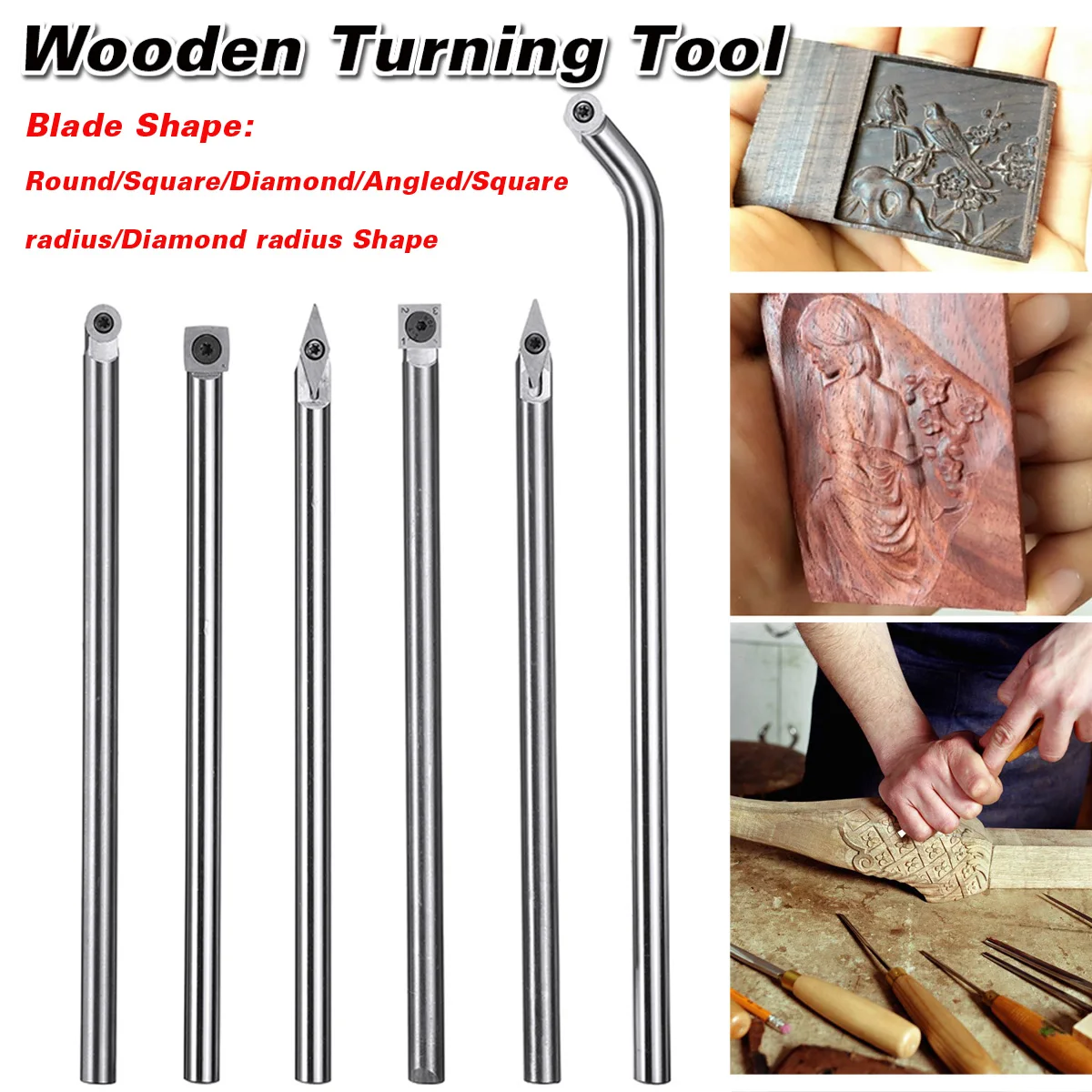 Round Wood Turning Tool Chisel Carbide Tip Lathe Tool Insert Cutter