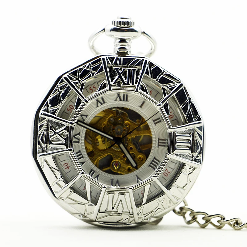 

Best Sale Mechanical Spider Pocket Watch Steampunk White Dial Stainless Steel With Fob Chain Watches for Men Women PJX1195