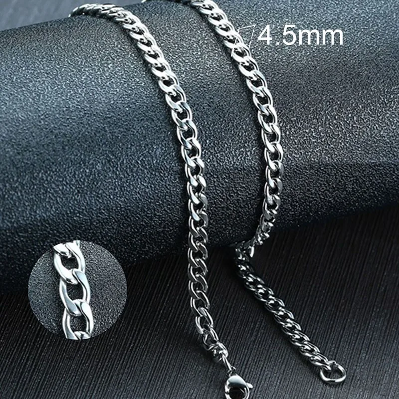 Vnox Men's Cuban Link Chain Necklace Stainless Steel Black Gold Color Male Choker Colar Jewelry Gifts For Him_voghion.com