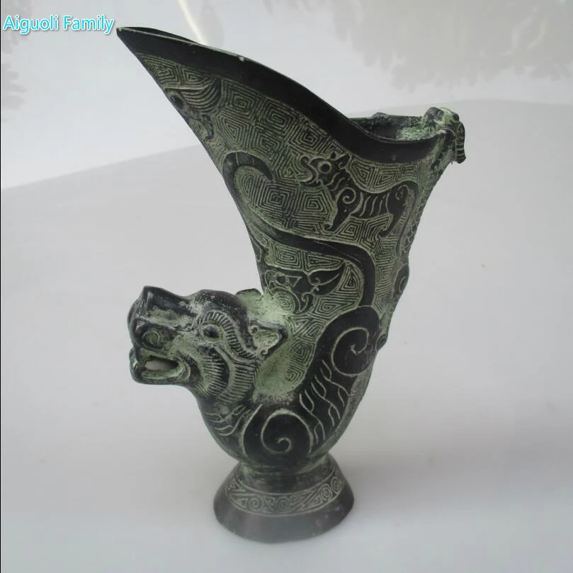 

Collectible Home Decorated Chinese Old Bronze Handmade Carved Tiger Vase/Metal Vase Free Shipping