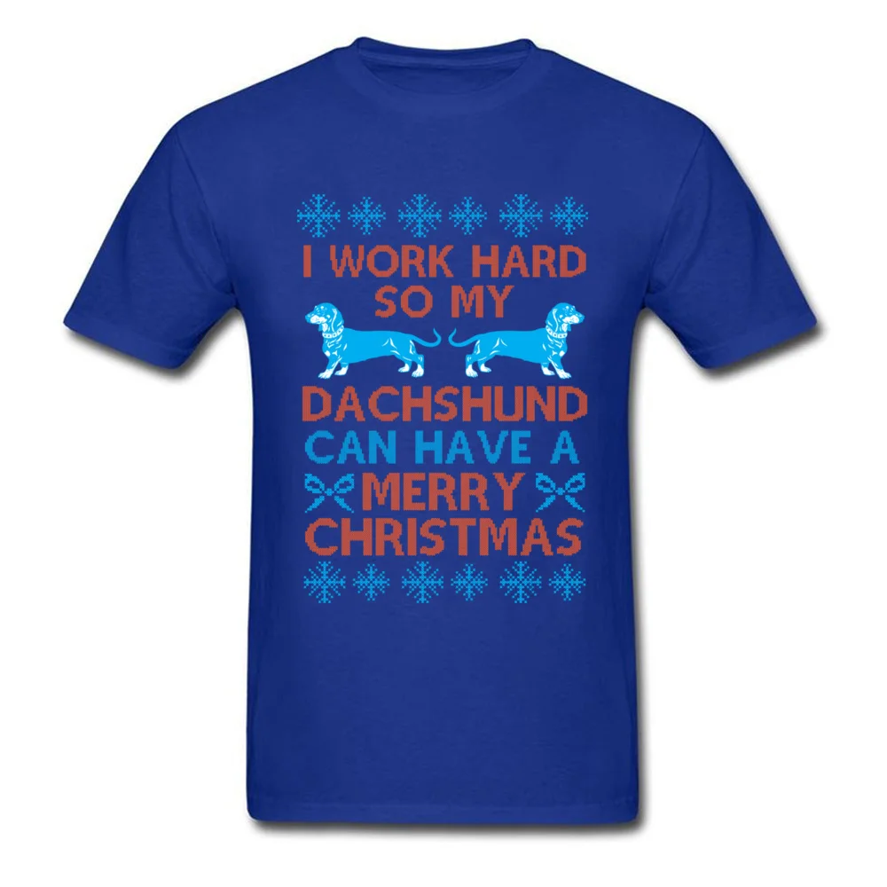 Dachshund Christmas V2 Tops Tees Faddish O Neck Printing Short Sleeve 100% Cotton Adult T-shirts Printed Tee-Shirt Dachshund Christmas V2 blue