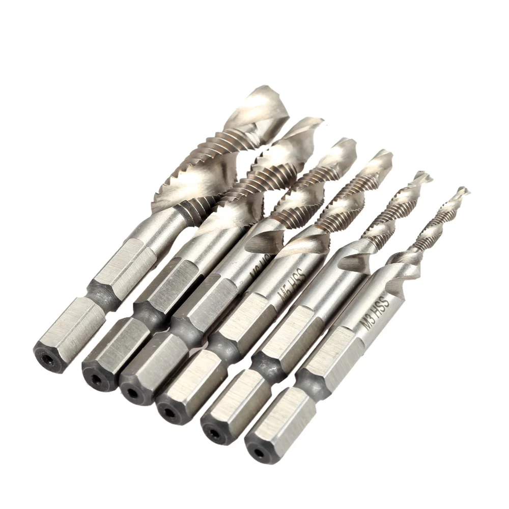 Drill Bit 6 Sets/sets of Manual Drills Hex Shank HSS Screw Helix Point Thread Metric Plug Drill Bit M3 M4 M5 M6 M8 M10 Hand Tool