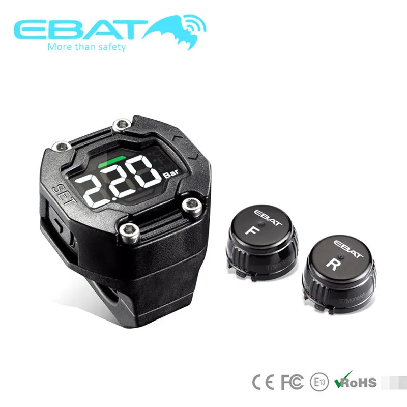 

Ai Car Fun DIY TP-90 TPMS Motorcycle Tire Pressure Monitor System Waterproof 2 External Sensor Wireless LCD Display