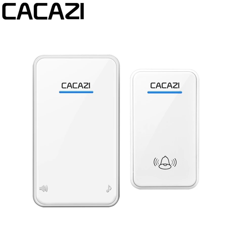 

CACAZI Smart Home Wireless Doorbell Waterproof DC 12V 300M Remote Doorbell Chime Ring 110dB 1 Button Receiver Black Whict