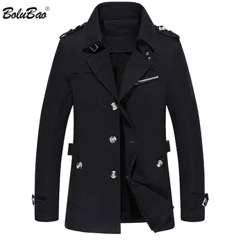 

BOLUBAO New Men Trench Coats Autumn Winter Fashion Brand Men's Solid Color Trench Casual Plus Velvet Thickening Trench Male