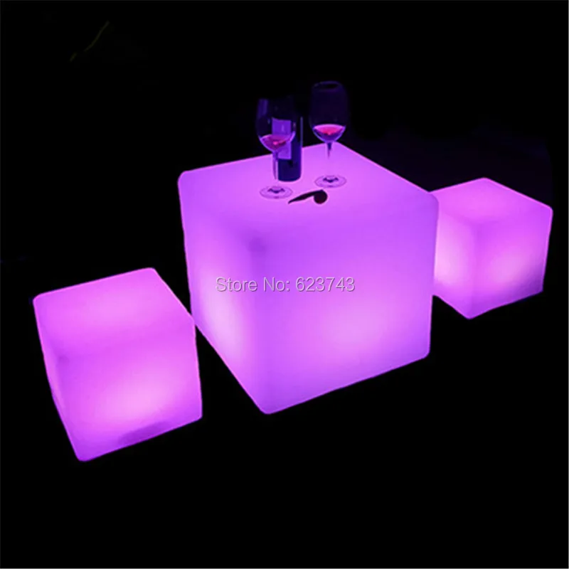 1 piece unbreakable waterproof 35CM GLOWING SEATING CUBES rechargeable luminous cube led bar chair barstools with remote control