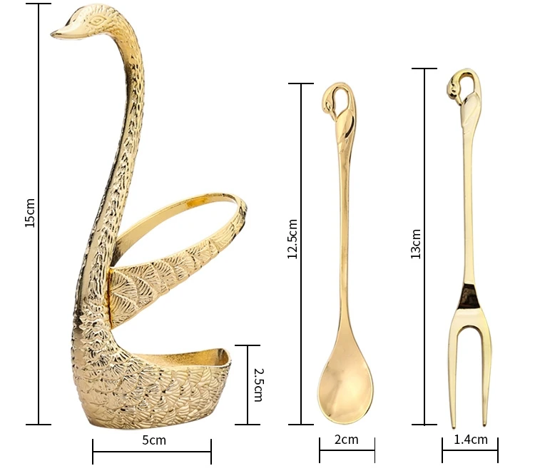 Лебедь База держатель фрукты вилки набор нержавеющая сталь салат десерт вилки ложка кофе Торт Инструменты посуда