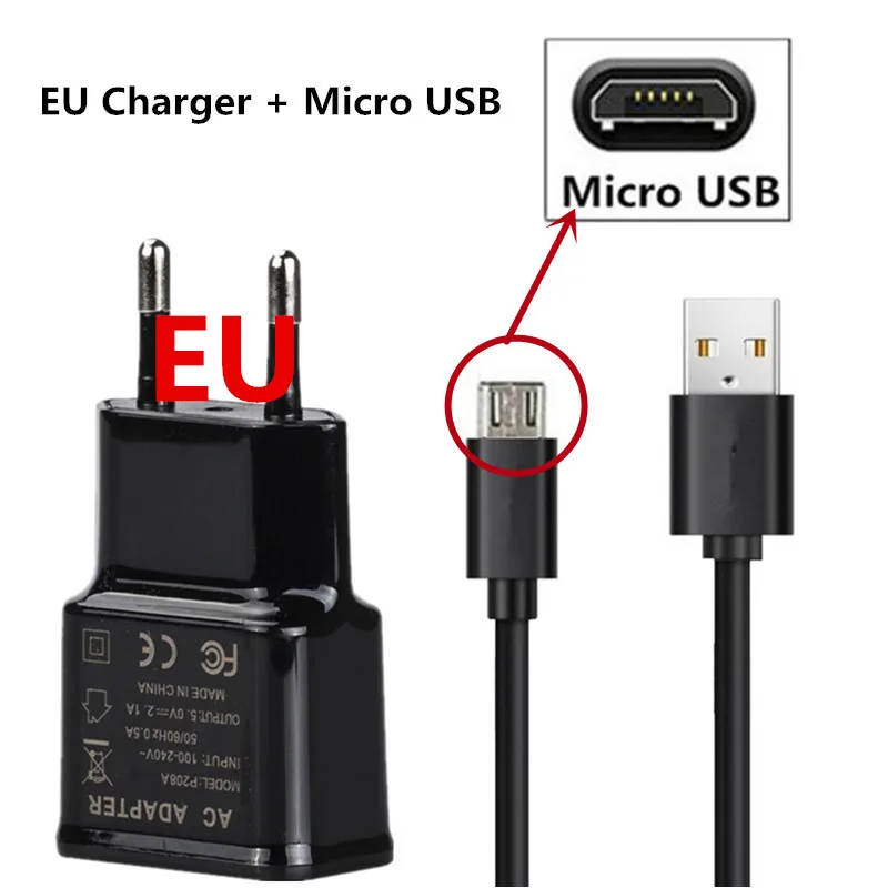 5V 2A Быстрая зарядка для мобильных телефонов универсальное зарядное USB устройство с кабелем для lenovo s5 Z5 Z6 PRO Youth z5s K9 A5 K5 играть PRO K6 F2 A1000 A2010 P70 S90 - Тип штекера: EU charger-micro usb