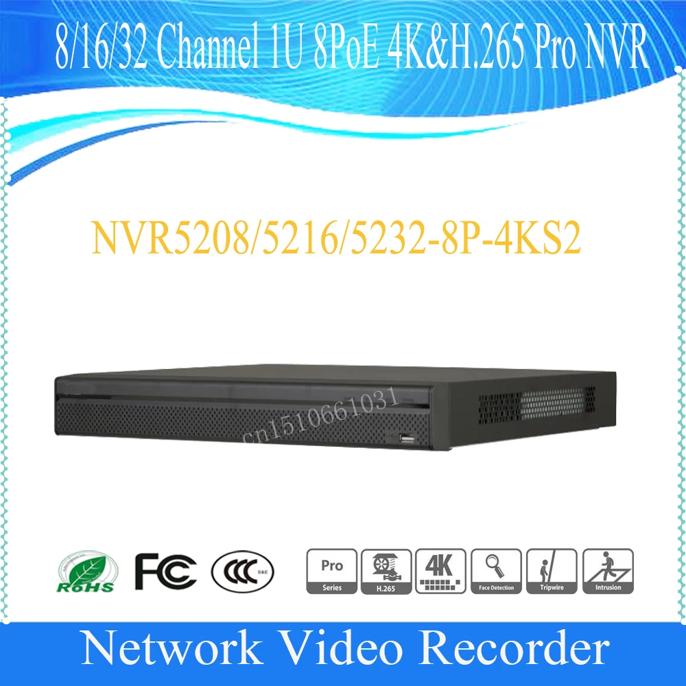 DAHUA 8/16/32CH 1U 4 K и H.265 поддержка NVR 2HDD Onvif с 8ch POE DHI-NVR5208-8P-4KS2/DHI-NVR5216-8P-4KS2/DHI-NVR5232-8P-4KS2