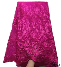 Mei red Tulle Lace Family Party Dress French Lace Fabric With Beads Stones Nigerian Lace Fabrics For Women 219