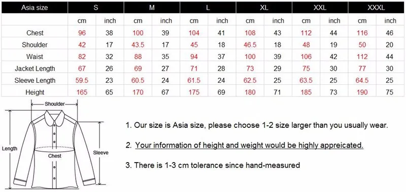 Asia size chart