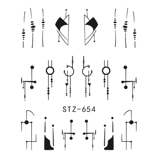 1 лист, простые черные наклейки для ногтей, переводные наклейки для воды, сделай сам, ювелирные изделия, наклейки для цветов, наклейки для ногтей, водяные татуировки, инструменты для ногтей, TRSTZ638-658 - Цвет: STZ654