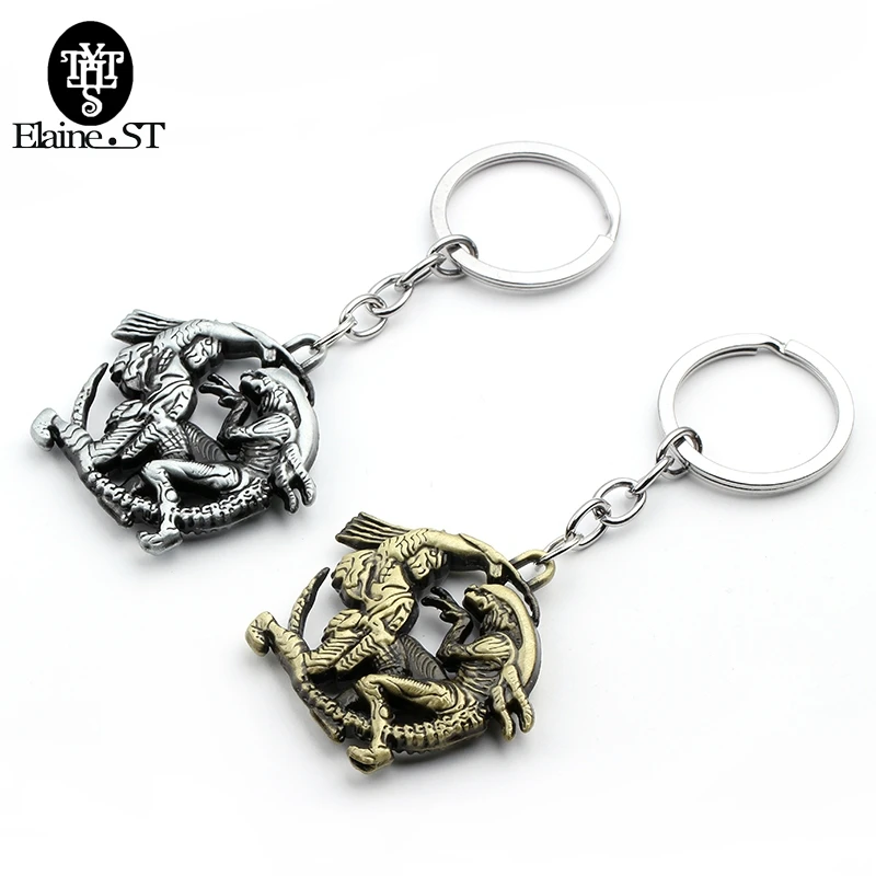 4 Types Movie Restore Scene Aliens Predator AVP Keychain Horror Films Alien Queen Figure Alloy Jewelry For Men Boy Gift | Украшения и