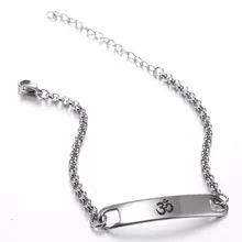 Прохладный Для мужчин индуизм, йога Индия АУМ OM ohm нержавеющая сталь ID браслеты звеньевая цепочка браслет подарок SSL001