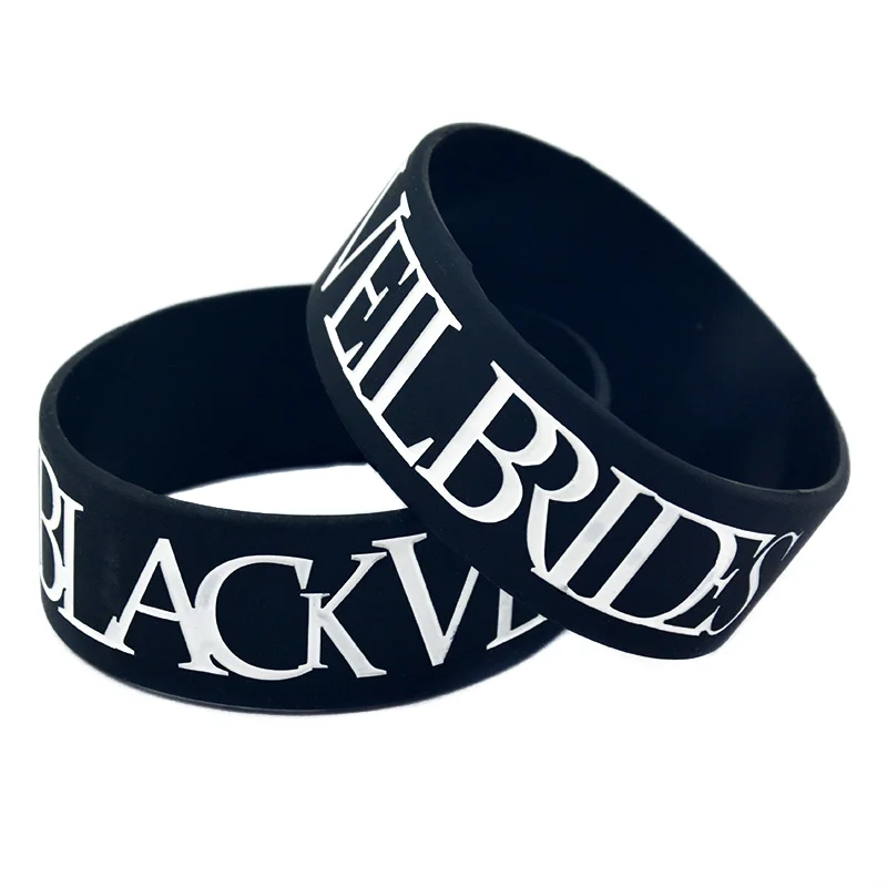 OBH 2 шт 1 дюйм широкая черная вуаль невесты силиконовый резиновый браслет для музыкального концерта