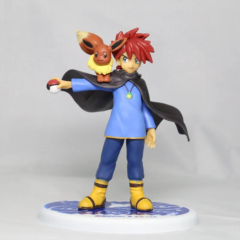 

14cm Japan Anime Gary Oak+Eevee pkm Action Figure Model Doll Toys Decoration Figure Toys Kids Christmas Gifts