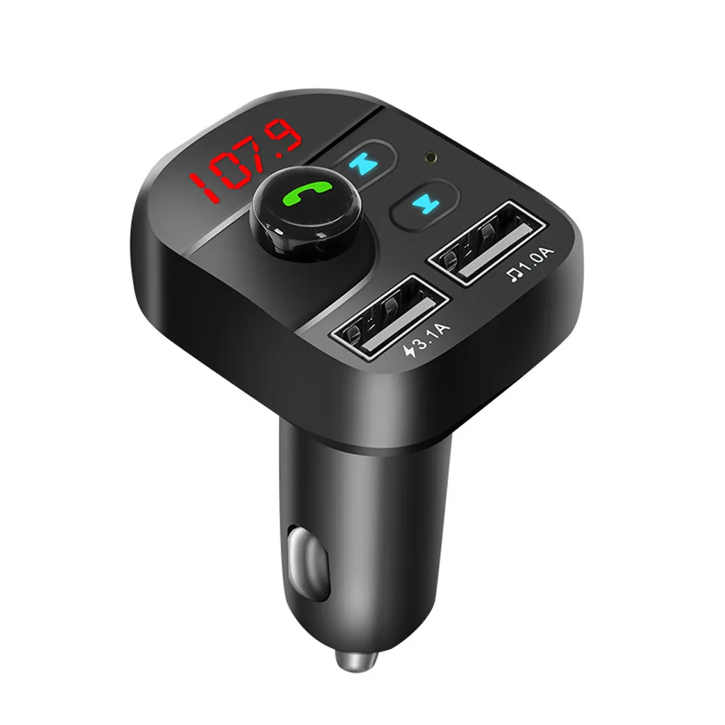 

Bluetooth Car Kit FM Transmitter MP3 Player With LED Dual USB 4.1A Quick Charger Voltage Display Micro SD TF Music Playing