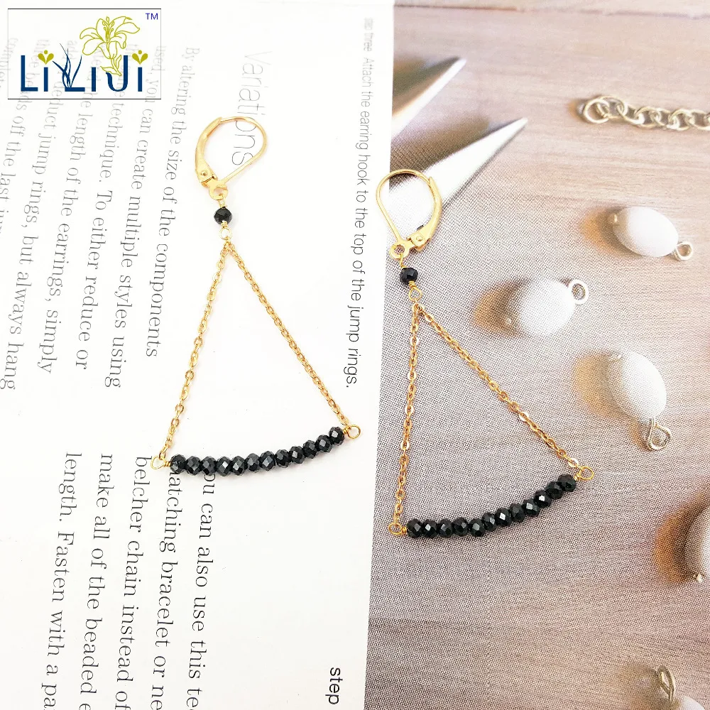 

Lii Ji Natural Black Spinel Drop 925 sterling silver Chain Drop Earring