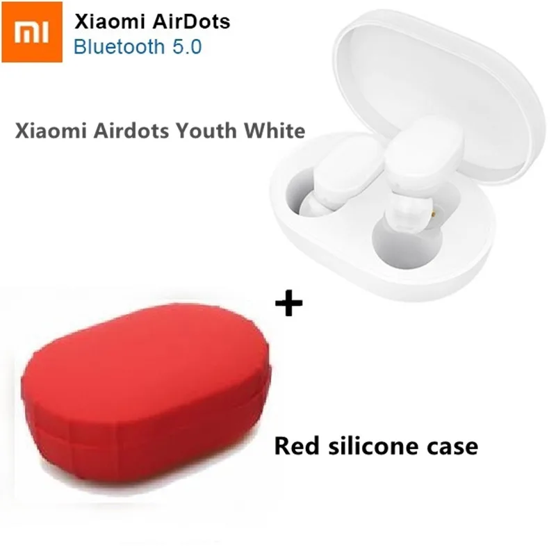 Оригинальные Xiaomi AirDots Bluetooth наушники Молодежная версия стерео Xiaomi mini Беспроводная Bluetooth 5,0 гарнитура с микрофоном - Цвет: XM n red case