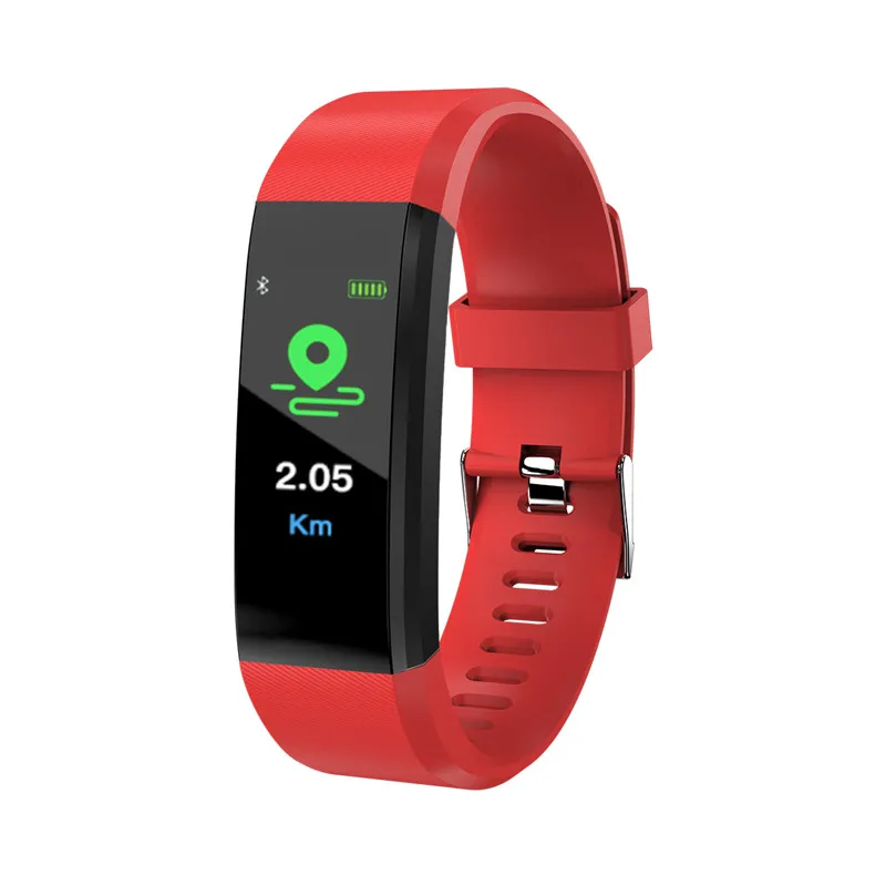 115 плюс Смарт-часы для мужчин и женщин, монитор сердечного ритма, кровяное давление, фитнес-трекер, умные часы, спортивные Смарт-часы для IOS Android+ коробка - Цвет: Красный