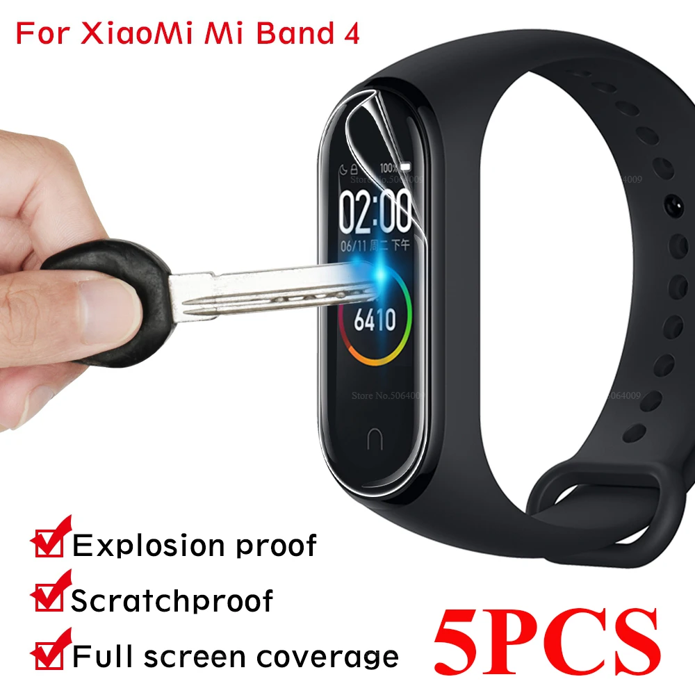 5 шт. мягкая пленка для Xiaomi mi Band 4 защитная экрана band4 не закаленное стекло