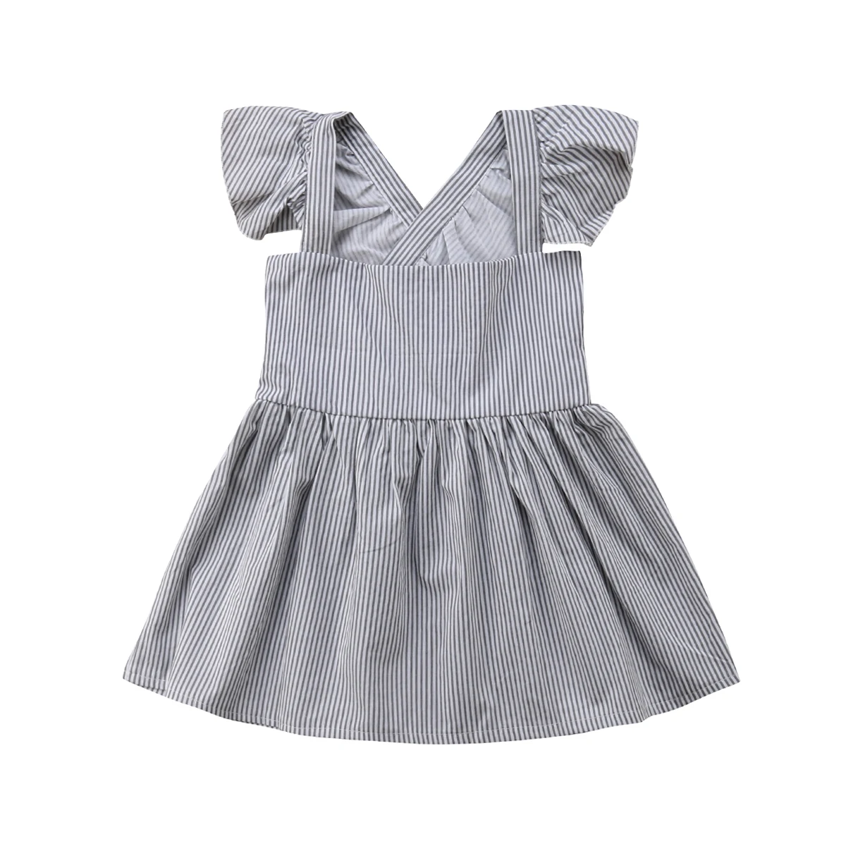 

Sweet Toddler Baby Girls Clothes Cotton Ruffle Bow Striped Tutu Dress Cotton Princess Summer Dresses Cute