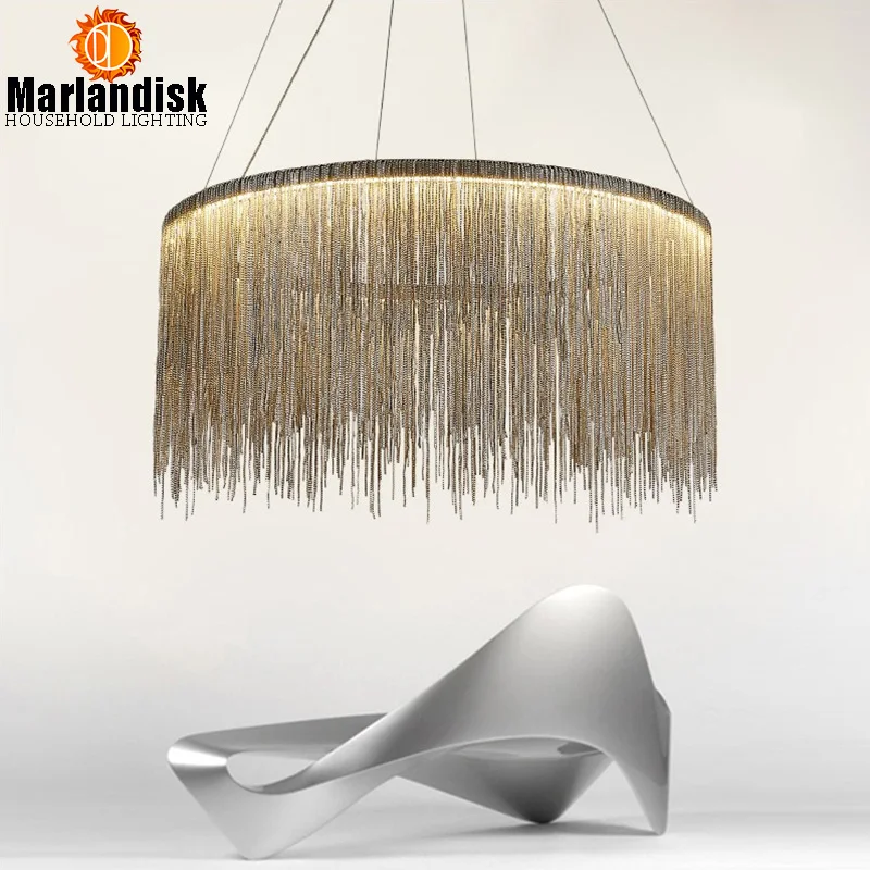  Modern Post Modern Round Led Pendant Light Aluminum Chain Lamp Nordic Bedroom Living Room Restauran - 32846356513