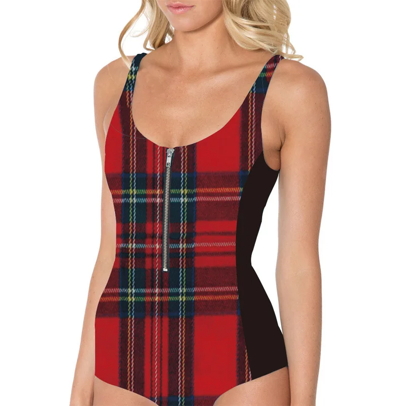 NEW 1013 Sexy Girl Summer grid plaid font b tartan b font red 3D Print One