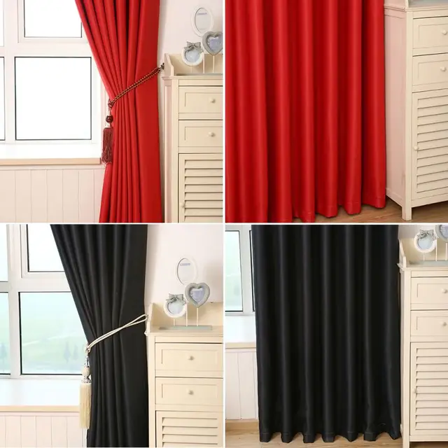 New Solid Color Semi Glossy Curtains Black Red Window For New Solid Color Semi Glossy Curtains Black Red Window For Living Room