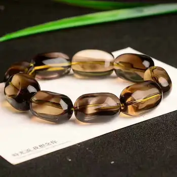 

Wholeasale Yellow Natural Crystal Bracelets Rice Beads Elasticity Hand String Lucky for Men Domineering Fashion Simple Jewelry
