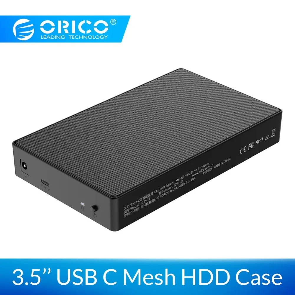 Чехол ORICO для жесткого диска 3,5 SATA для USB 3,1, корпус для жесткого диска 5 Гбит/с, для жесткого диска type C 3,1, чехол с поддержкой UASP для Macbook Pro