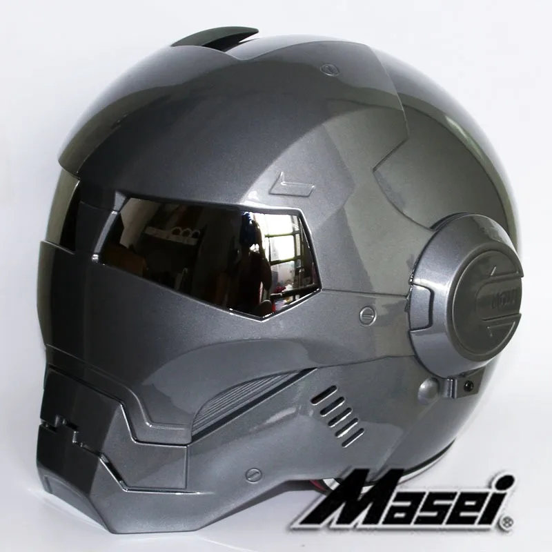 Трехцветный объектив свободный выбор Masei ярко-серый 610 IRONMAN железный человек шлем мотоциклетный полушлем открытый шлем