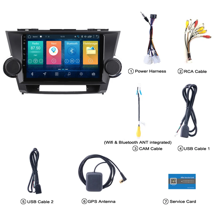 Clearance 9 inch 2.5D IPS HD multi-touch screen Android 8.1 2G RAM 32G ROM NAVI for Toyota highlander 2009-2014 with Bluetooth SWC WIFI 2