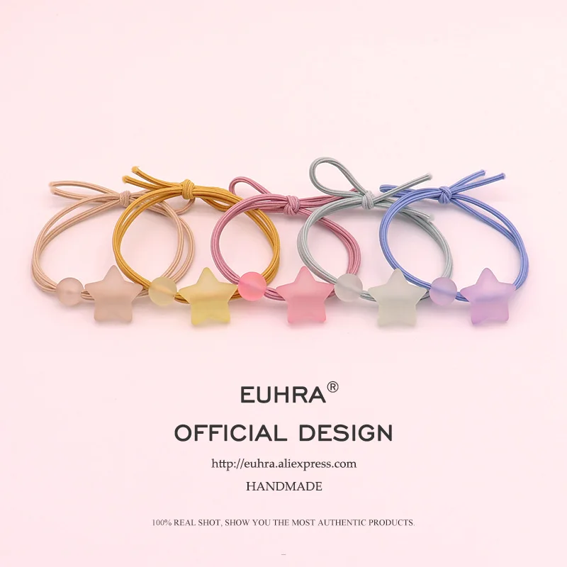 EUHRA/5 цветов в форме звезды, Симпатичные гелевые бусины для девочек, женские эластичные резинки для волос, Детские резинки, высокая эластичность