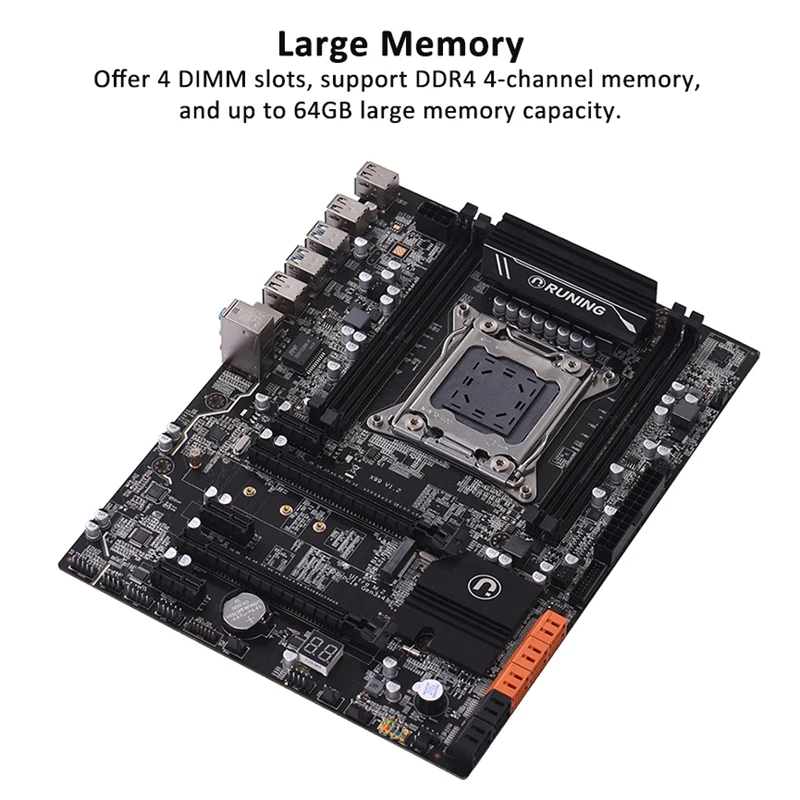 X99 Lga2011-3 материнская плата для Intel I7 E5-V3/E5-V4 4-канальный Ddr4 64G Ram, Nvme Ssd M.2, Sata3.0, Usb3.0, Pcie16X