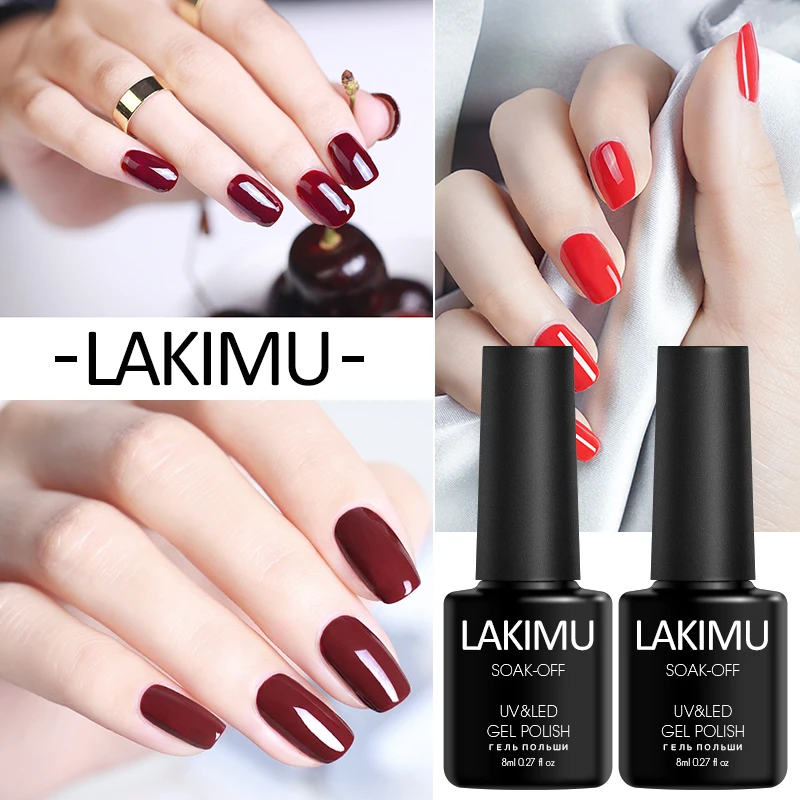 

LAKIMU 8ml UV Gel Nail Polish Pure 24 Color New Nails Art Gelpolish Glitter Beauty PolyGel Long Lasting Hybrid Gel Varnishes
