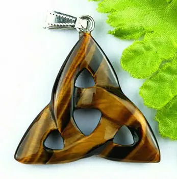

Multiple Tiger Eye Gem Knot Irish Triquetra Pendant Bead 35*34*6mm yl061102