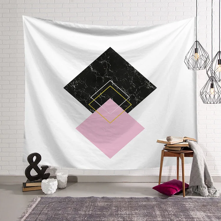 Nordic geometric tapestry rose gold home decor picnic mat marble pattern beach rug  (5)