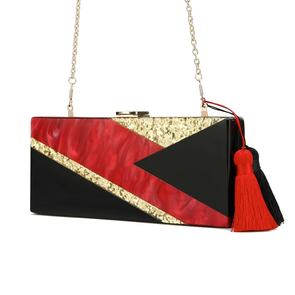 Buy 2018 Acrylic Clutch evening bags Striepd Flap Long