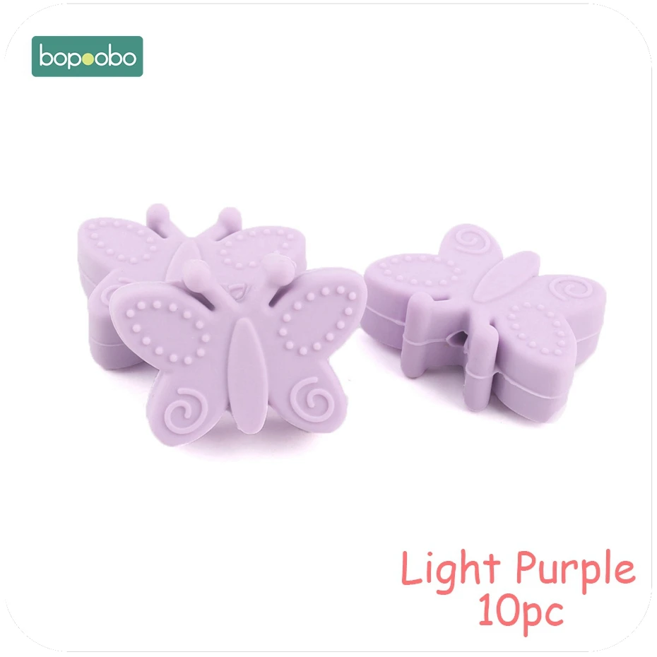 Bopobo 5 шт., силиконовые маленькие бусины-бабочки для прорезывания зубов, сделай сам, силиконовые бусины в виде цветов без бисфенола, Детские Прорезыватели - Цвет: Light purple