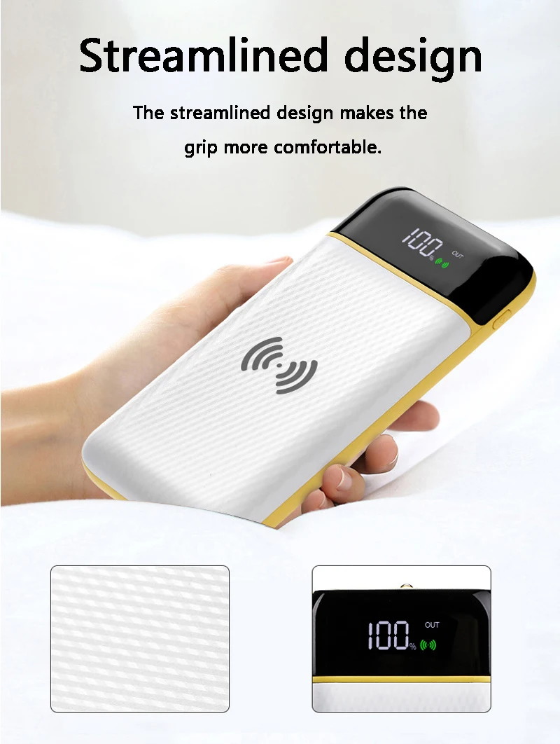 

Fast Charge Wireless Charging Power Bank 20000mAh External Battery Portable Universal 2 USB Powerbank for Phones Tablets