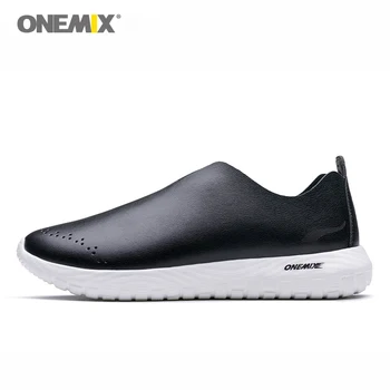 

ONEMIX Men Casual Shoes Breathable Leather Fashion Lightweight Slip-on Lazy Shoes Unisex Loafers Male Shoes For Walking