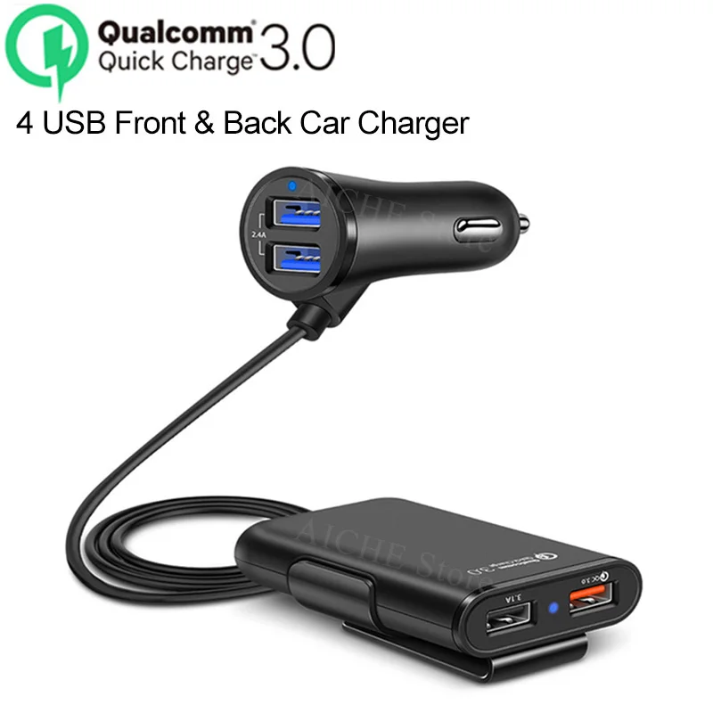4 порта QC 3,0 USB быстро наклейки для зарядного устройства Аксессуары для Nissan Altima titan sentra maxima frontier qashqai j10 j11 micra - Название цвета: Черный