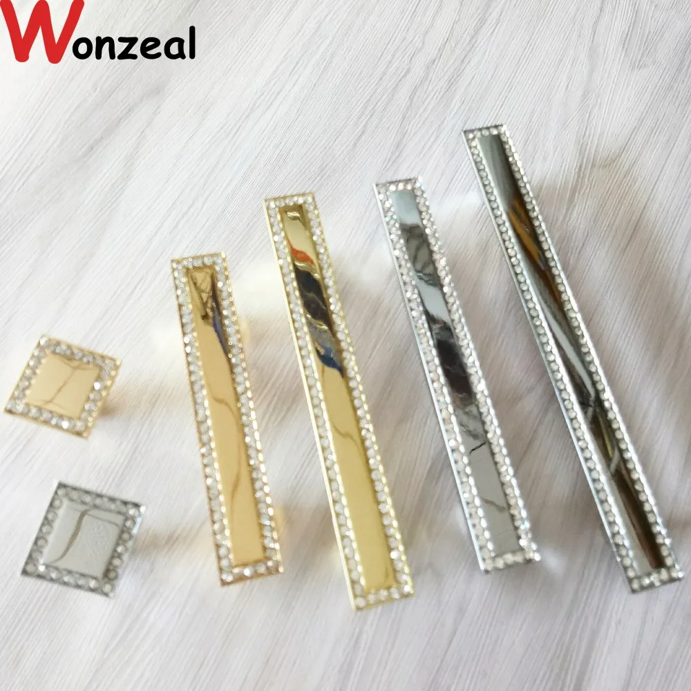 Hole CC 96mm/64mm Single Knob Gold Drawer Pulls Antique Brass Diamond Cabinet Furniture Knobs Dresser Handle Kitchen Pulls