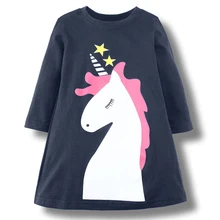 Платье с пони для маленьких девочек; коллекция года; Брендовое детское платье принцессы; Рождественский костюм с рисунком животных для детей; платья; Туника; одежда