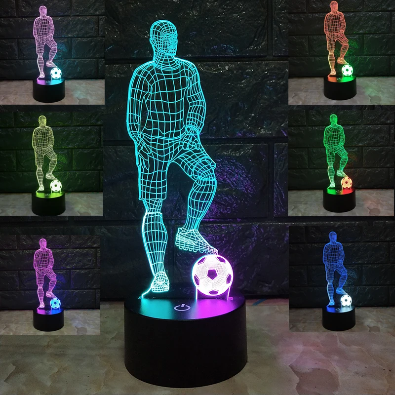  Football 3D Table Lamp Soccer Led Night Lights Colorful Bedside Bedroom Home Desk Decoration Lumina