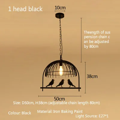 Люстра креативные растения Ретро Промышленная клетка бар персональная одежда магазин ресторан птица орех железные лампы - Цвет корпуса: 1 head black