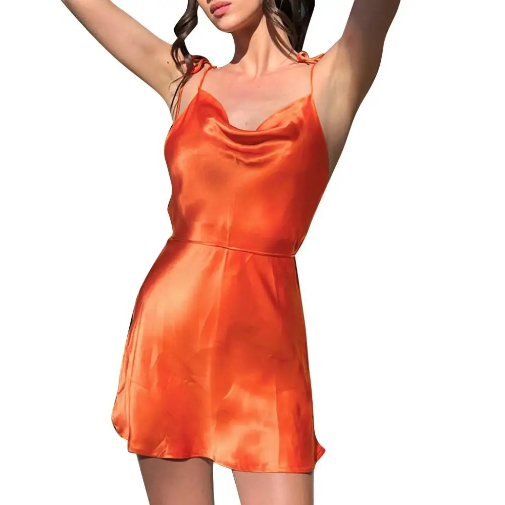 

Sexy Womens Sleeveless Backless Mini Dress Fold Lace Up Slim Party Dress