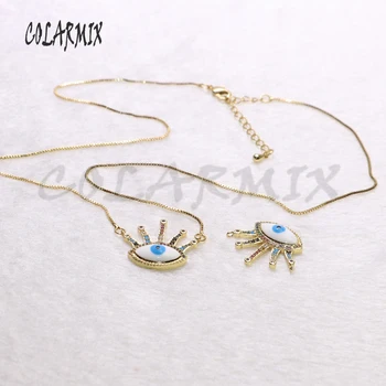 

8 Pieces Rainbow color zircon eye necklace fashion jewelry Necklace gift for lady for lady eyes shape pendant wholesale jewelry